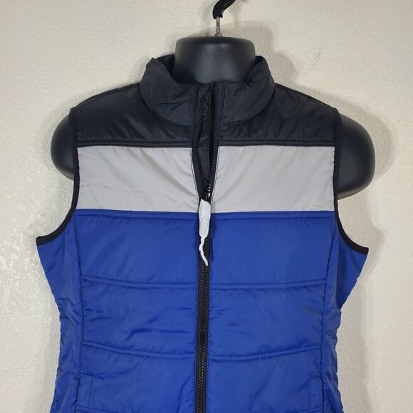 Cbuk By Cutter & Buck Womens Puffer Vest Medium Blue & Gray Colorblock - Picture 2 of 9